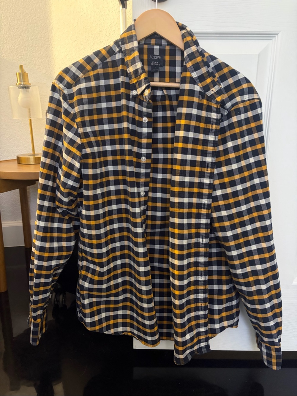 J. Crew Yellow Navy White Plaid Button-Down Shirt